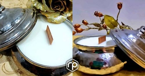 Scented candle in hammered copper by Le Monde de Divine