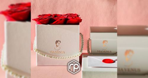 Flower Box " Délicatesse de Perles roses rouges" by VIA VENUS